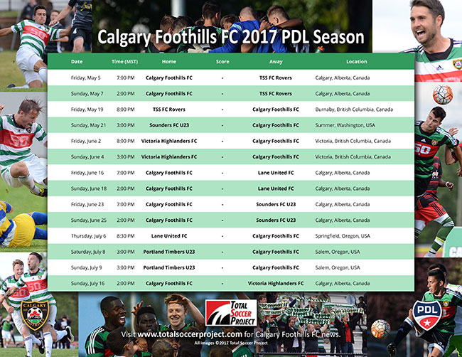 Calgary Foothills FC Schedule, PDL, Premier Development League