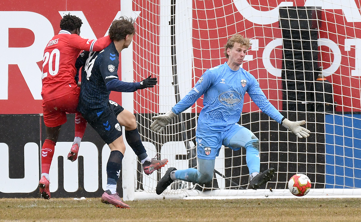 Cavalry FC celebrates a goal against Atlético Ottawa in Canadian Premier League action at ATCO Field in Calgary Sunday, April 12, 2026. Photo: Stuart Gradon/Canadian Premier League