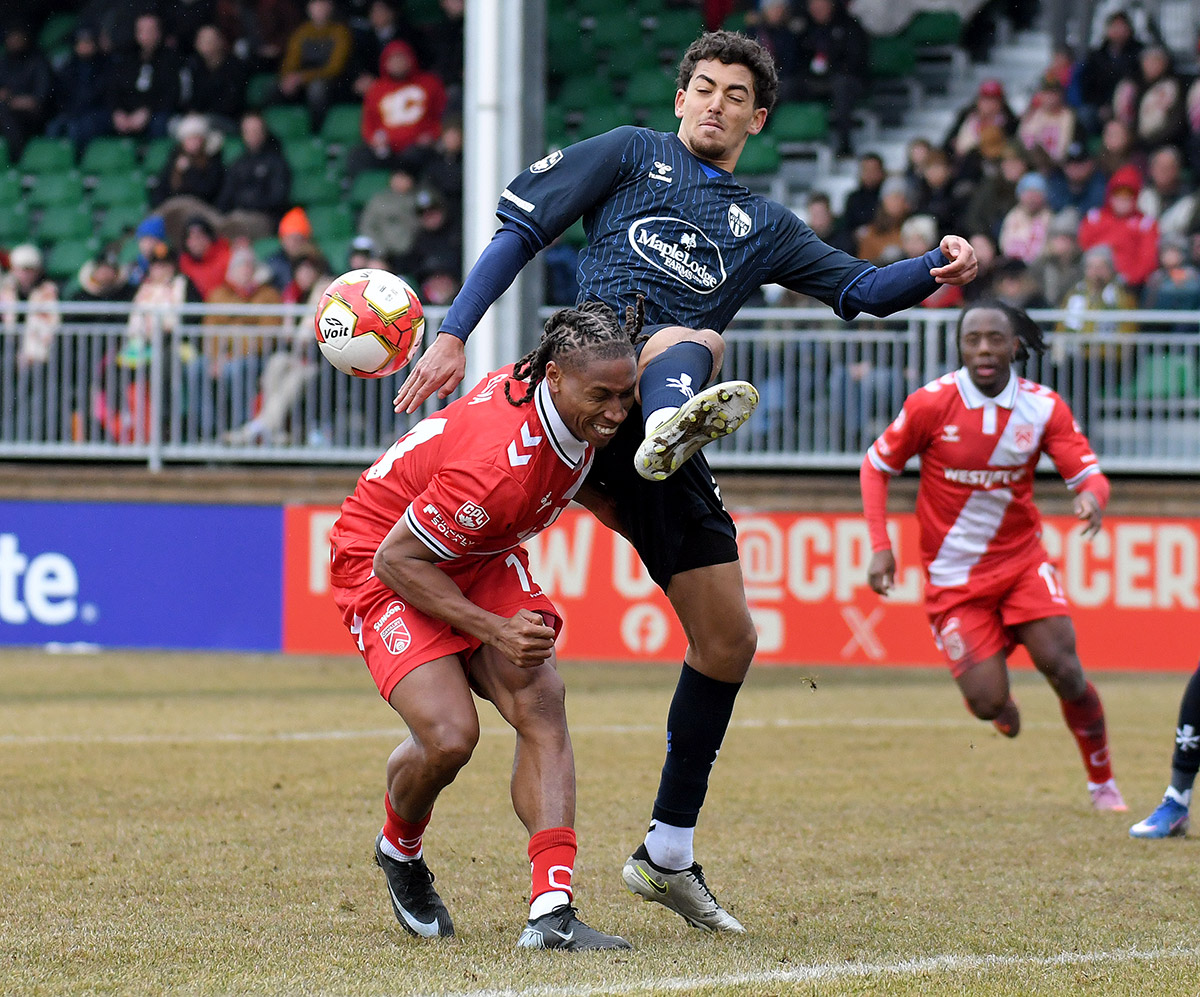 Cavalry FC celebrates a goal against Atlético Ottawa in Canadian Premier League action at ATCO Field in Calgary Sunday, April 12, 2026. Photo: Stuart Gradon/Canadian Premier League