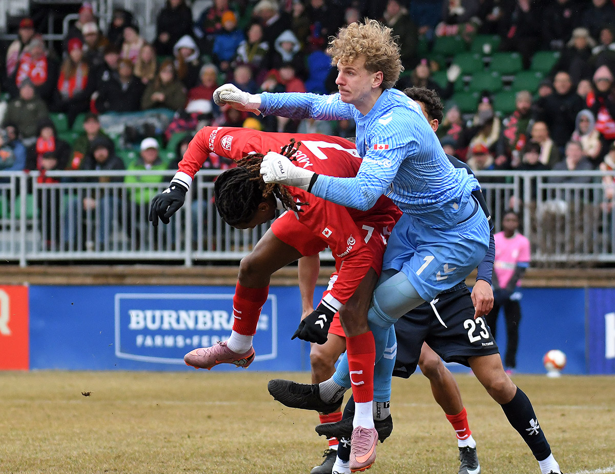 Cavalry FC celebrates a goal against Atlético Ottawa in Canadian Premier League action at ATCO Field in Calgary Sunday, April 12, 2026. Photo: Stuart Gradon/Canadian Premier League